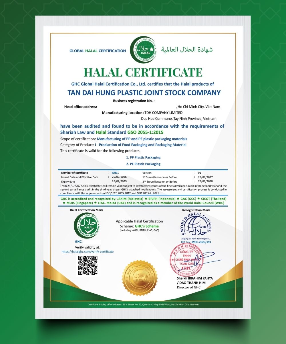 GHC chính thức cấp chứng nhận Halalcho Công ty Cổ phần Nhựa Tân Đại Hưng