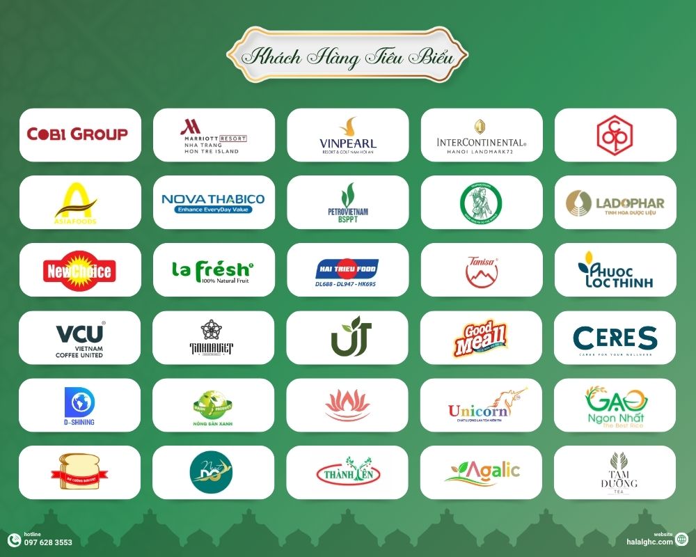 Khách hàng tiêu biểu đã chọn dịch vụ chứng nhận Halal của GHC