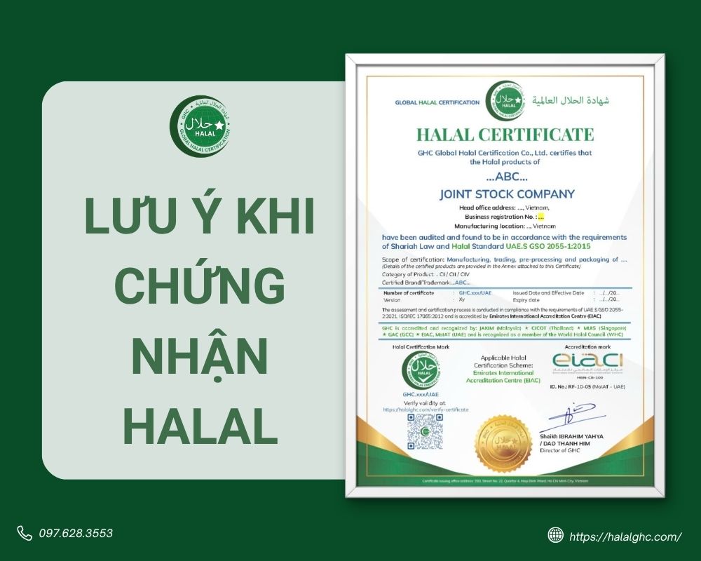 Những lưu ý khi chứng nhận Halal